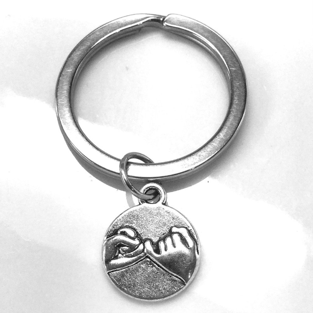 Miniature Small Round Pinky Promise Pinky Swear Love Gift Keyring Keychain